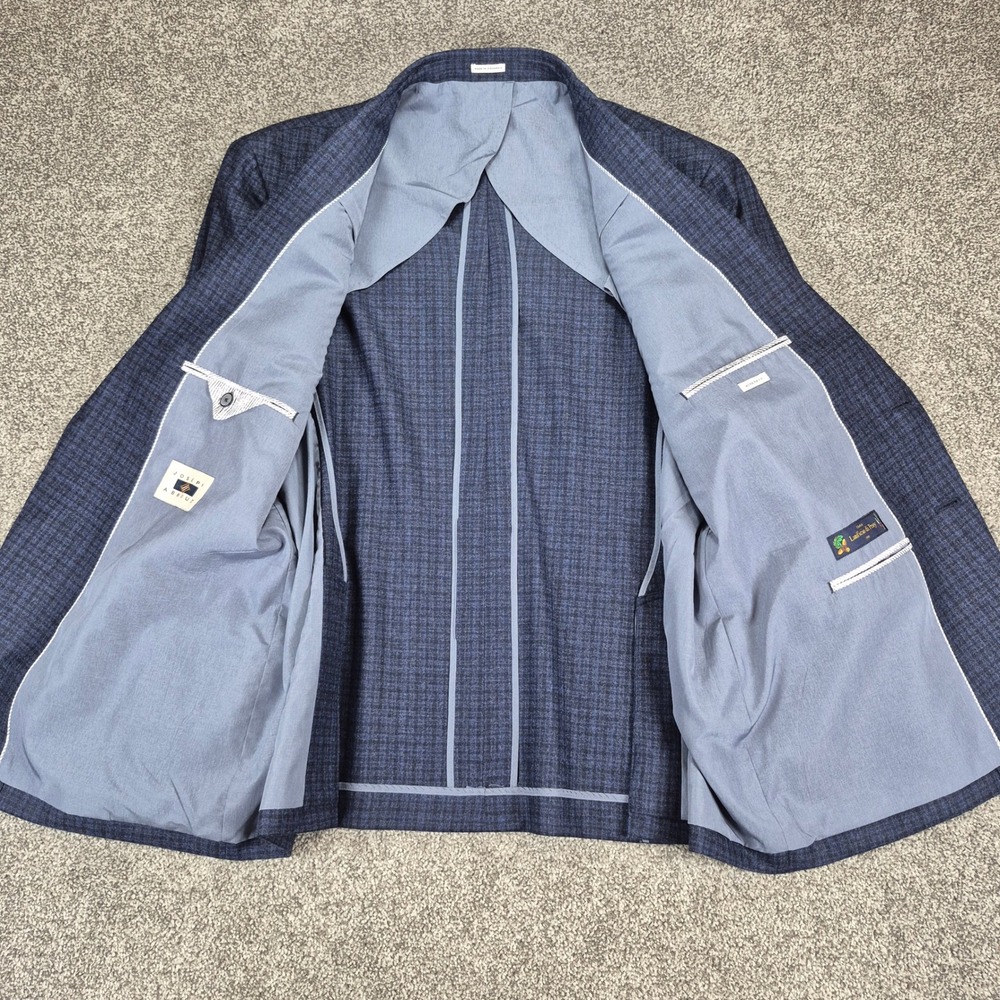 Joseph Abboud Blazer Mens 50R Blue Plaid Virgin Wool Lanificio di Pray - Picture 11 of 12